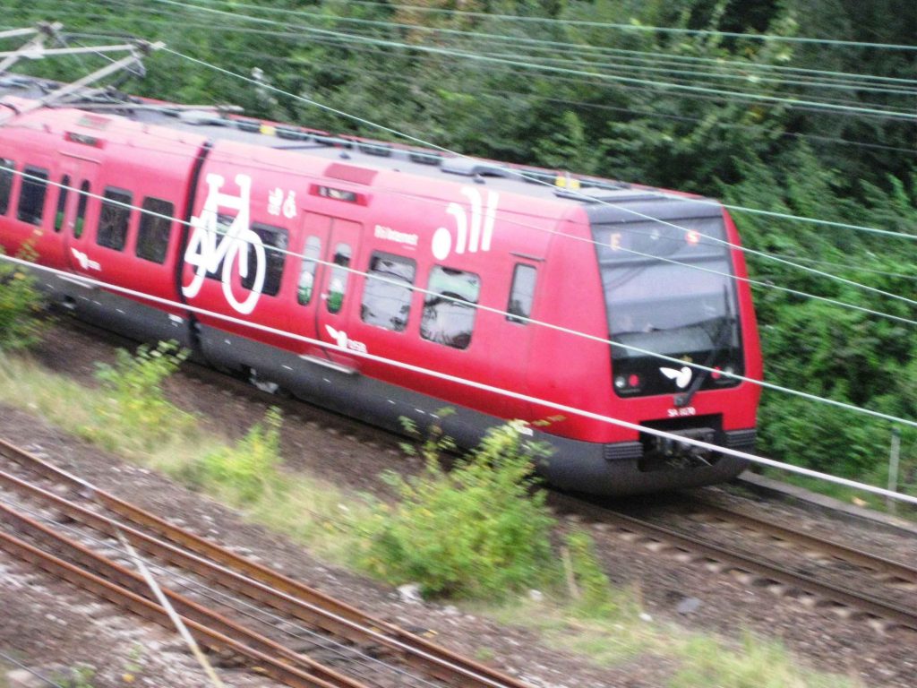 Photo of S-Bane train in Copenhagen.