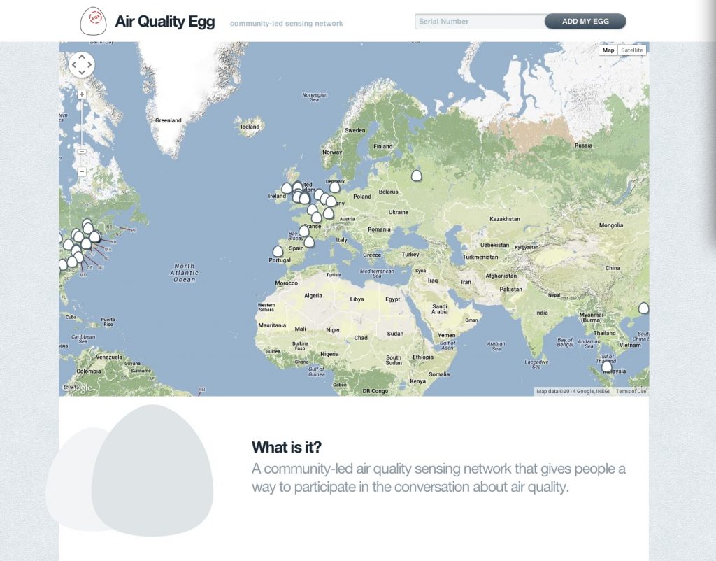 Screenshot Air Quality Egg website.
