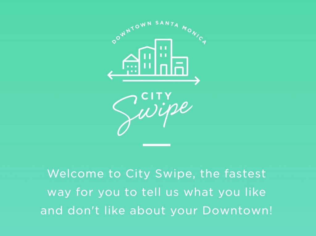 Screenshot of Santa Monica City Swipe App (2017).