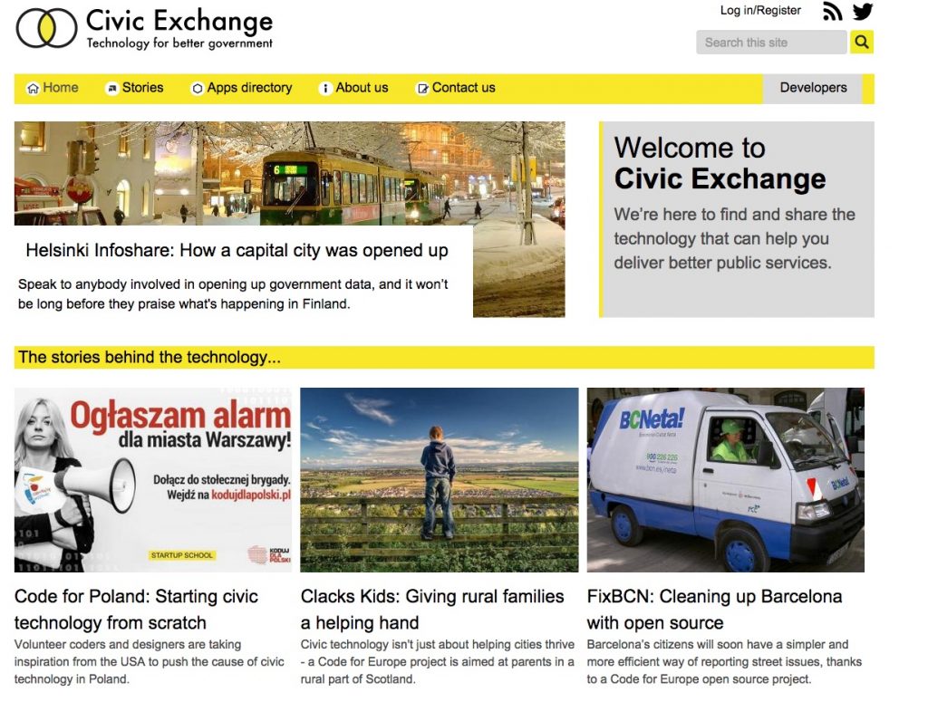 Screenshot of Civic Exchange website - Dec 2015.