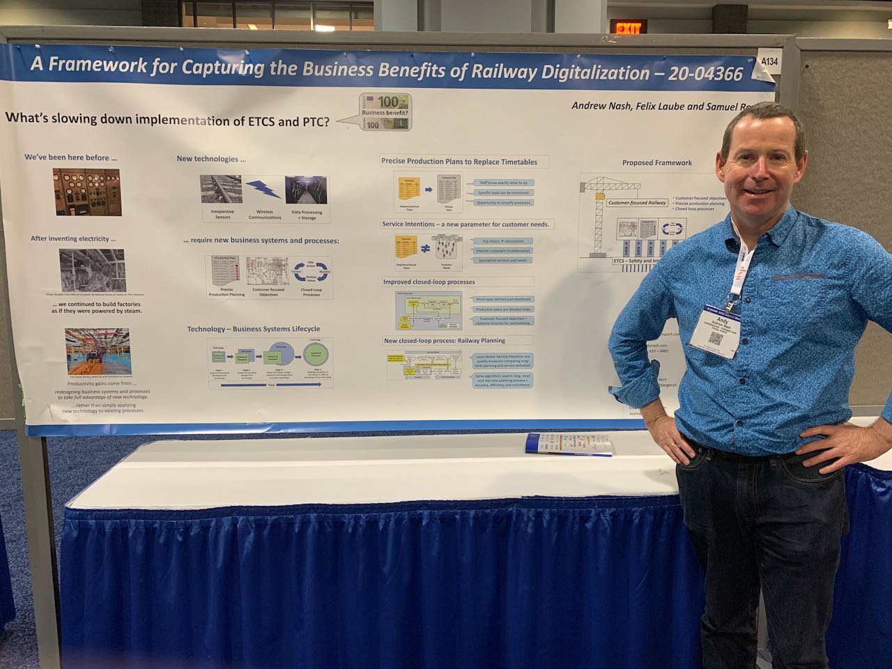 Andrew Nash standing in front of poster presentation at TRB Annual Meeting 2020